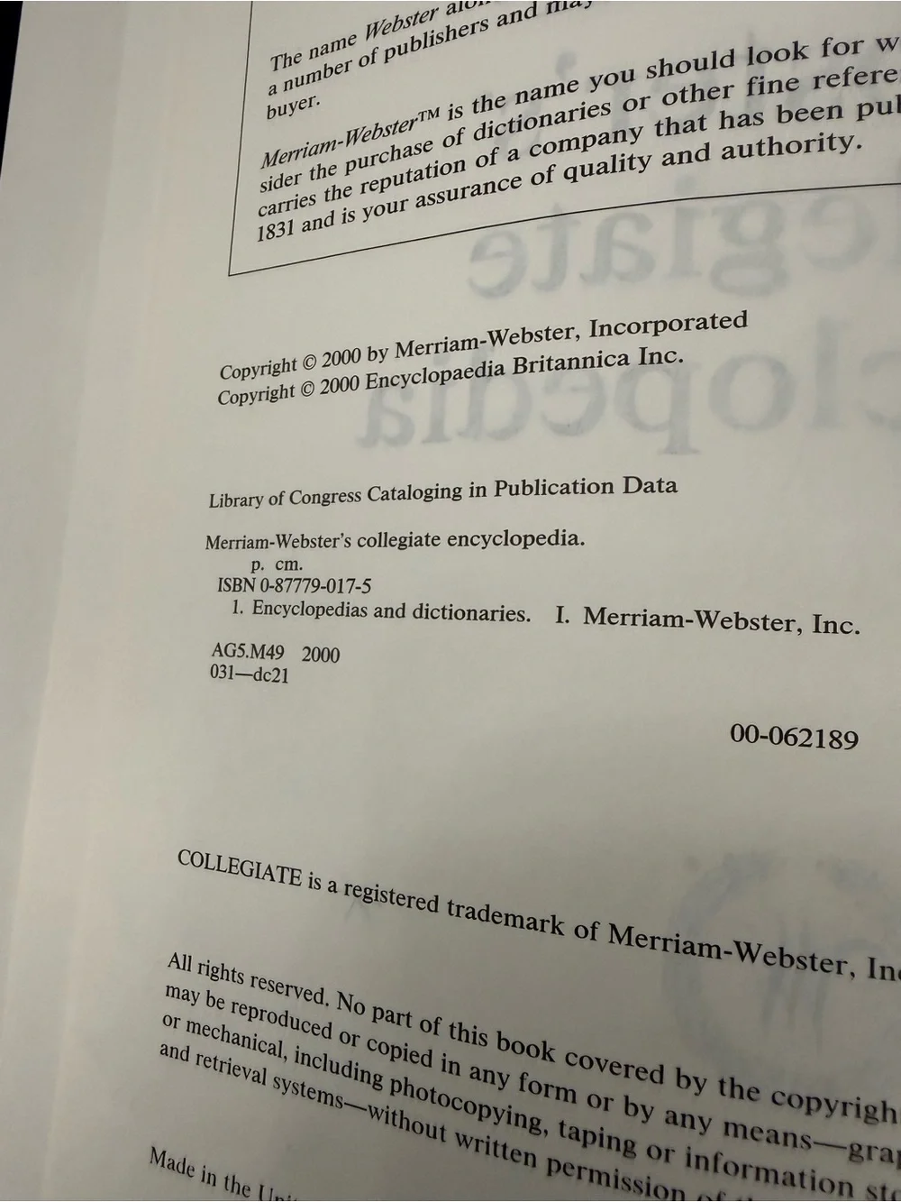 Collegiate Encyclopedia Hardcover in Blue